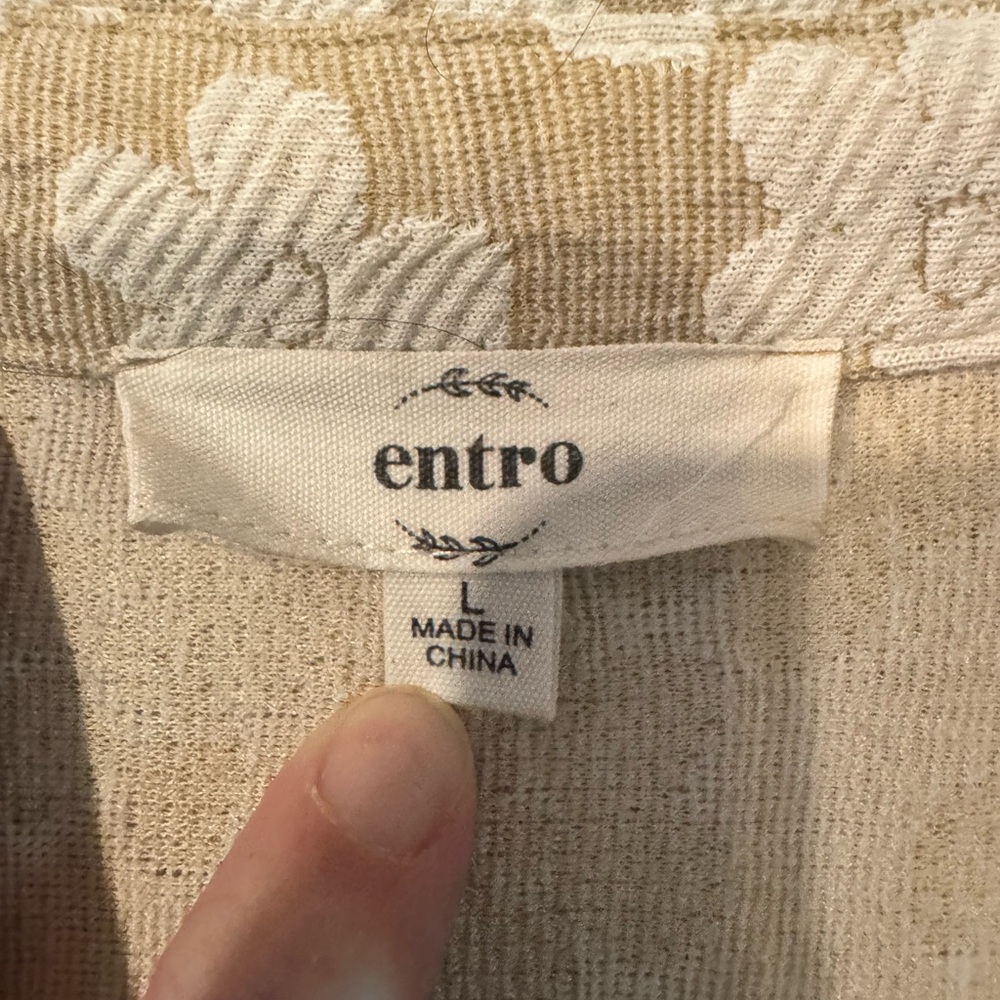 Entro Cream Floral Knit Dress Large-Pockets